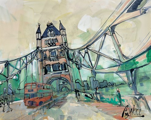 Bridge by Marieke Bekke - Original Painting on Box Canvas